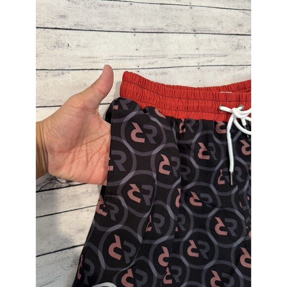 SLUNKS Mens Volleyball Lined Shorts Sz M Red Rock Logo Pattern Beach Gym Workout - Picture 7 of 16